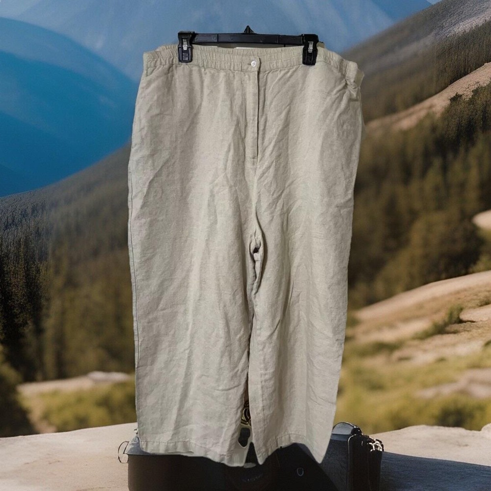 Y2K Linden Hill HIGH Rise Cropped Linen Pants Womens Size Xl OldStock Pockets